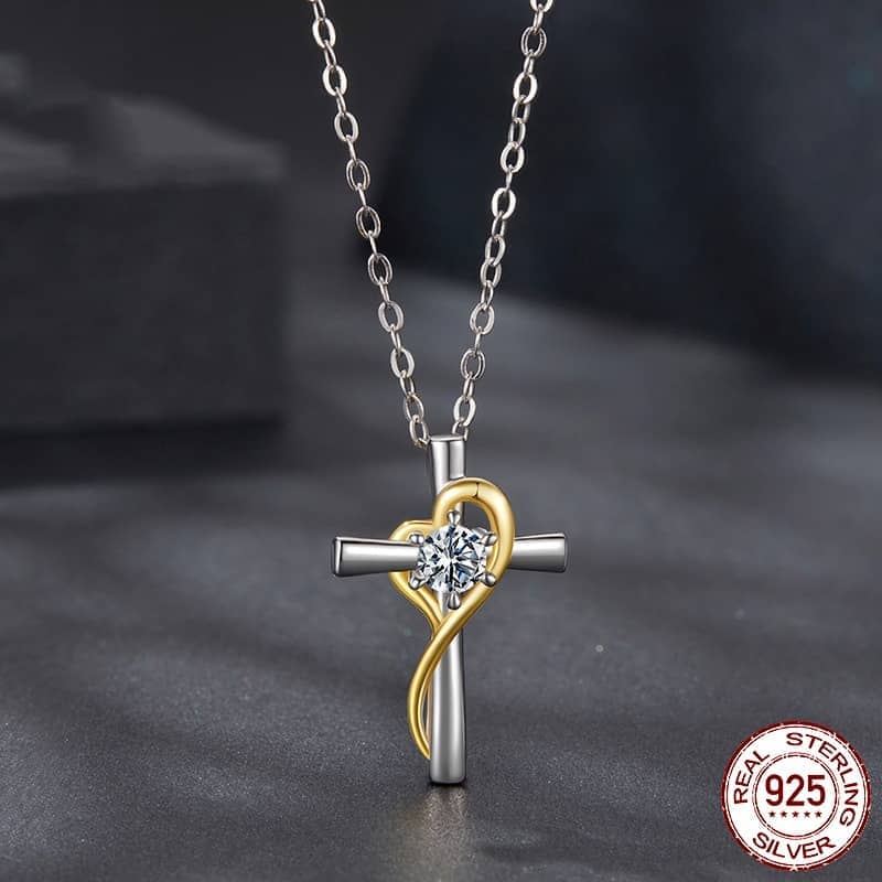 Moissanite Love Cross Necklace