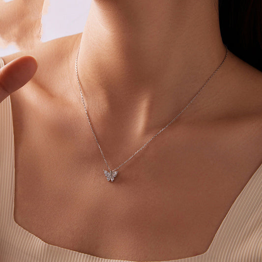Butterfly Moissanite Necklace Clavicle Chain