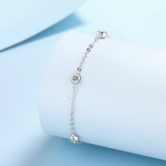 Sterling Silver Moissanite Simple Elegant Bracelet