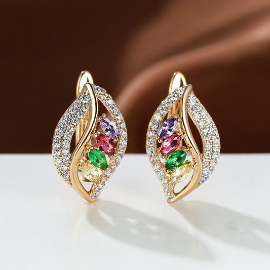 valore zircon leaf earrings