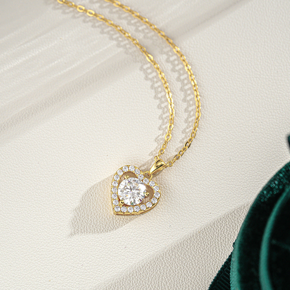 Heart Clavicle Chain  Moissanite