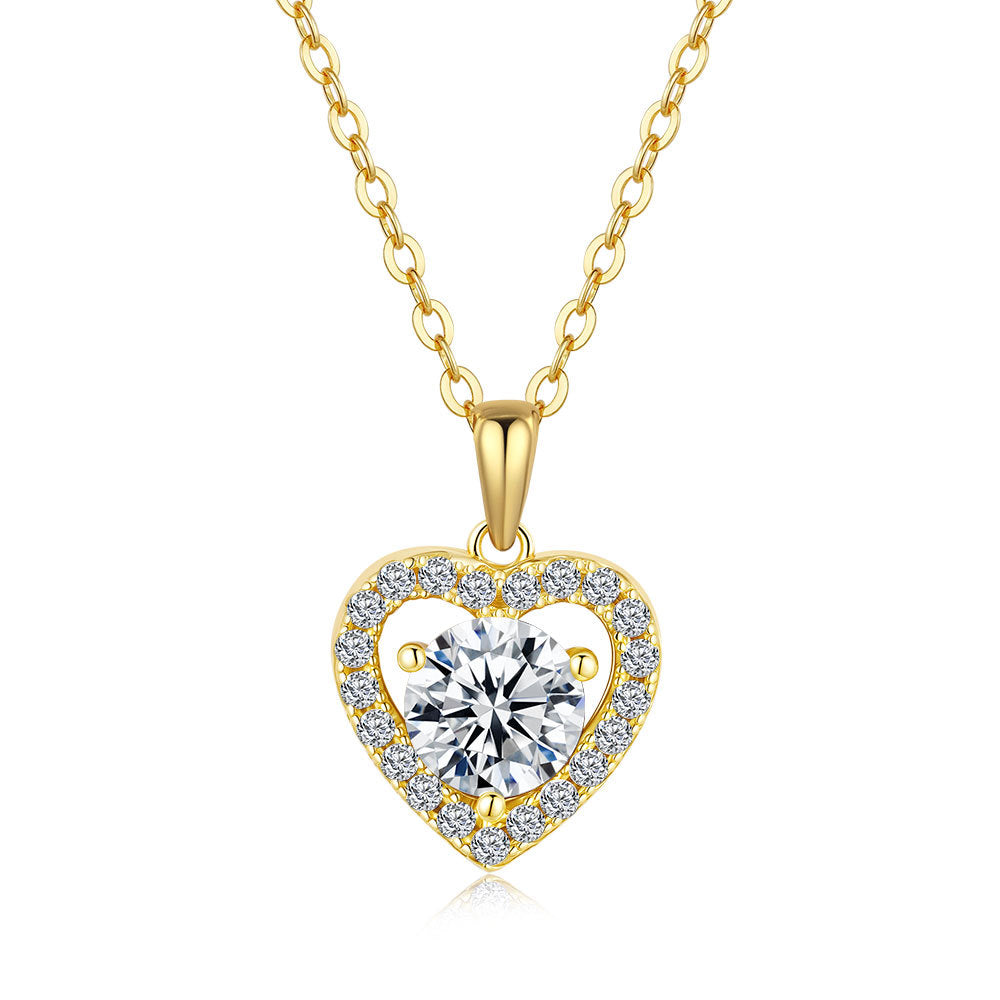 Heart Clavicle Chain  Moissanite