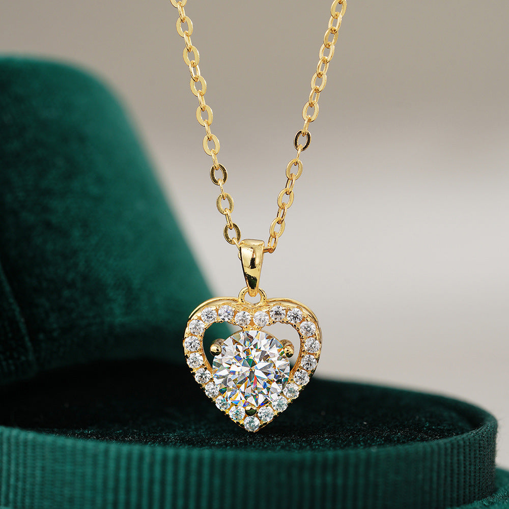 Heart Clavicle Chain  Moissanite